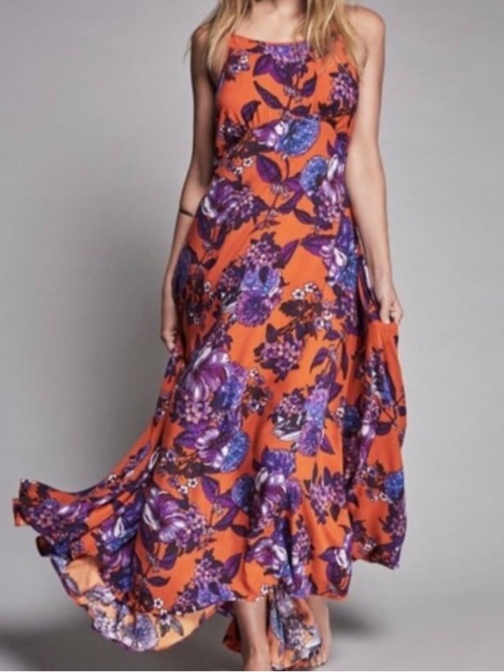 Free People Floral Low Back Maxi Dress